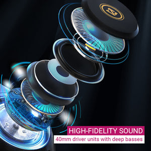 Bluetooth 5.2 Cozy Modern Headphones Microphone HiFi Sound LED