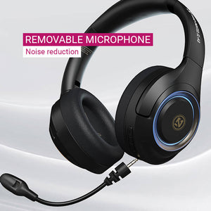 Bluetooth 5.2 Cozy Modern Headphones Removable Microphone HiFi LED