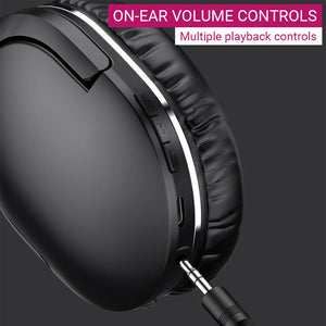 Bluetooth 5.3 Foldable On-Ear Volume Control Contemporary Headphones HiFi Sound 3.5mm AUX