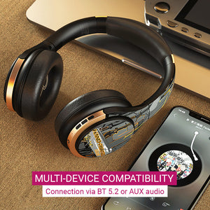 Bluetooth 5.2 Futuristic Armor Design Headphones Deep Bass Multi-Device Compatibility