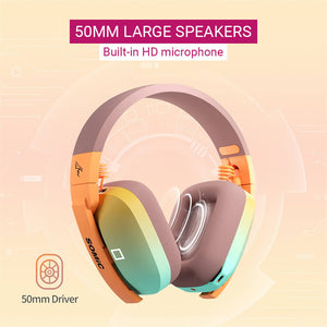Bluetooth 5.2 Game Symbol Headphones Built-In Microphone Tri-Mode RGB 50mm Speakers