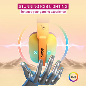 Bluetooth 5.2 Game Symbol Headphones Mic Tri-Mode RGB Lighting