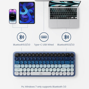 Bluetooth 5.0 Gradient Cozy Slim Mechanical Keyboard White Backlight Connectivity
