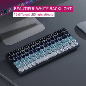 Bluetooth 5.0 Gradient Cozy Slim Mechanical Keyboard White Backlight Lighting Effects