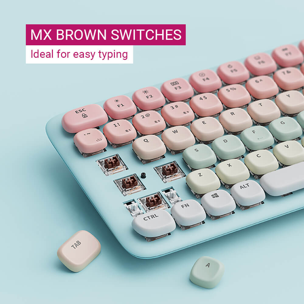 Bluetooth 5.0 Gradient Cozy Slim Mechanical Keyboard White Backlight MX Brown Switches