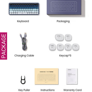 Bluetooth 5.0 Gradient Cozy Slim Mechanical Keyboard White Backlight Package