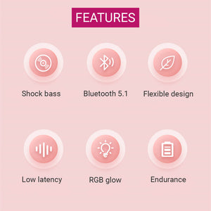 Bluetooth 5.1 Gradient Kitty UwU Headphones RGB 3.5mm Jack Features
