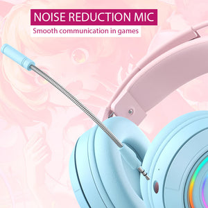 Bluetooth 5.3 Gradient Pastel Headset Noise Reduction Mic RGB 3.5mm Jack