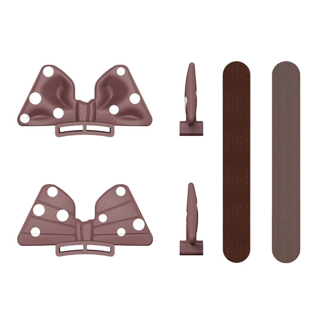 Brown Detachable Ribbon Bow Polka Dot Headphones Attachment