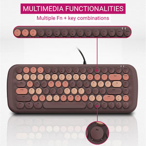Candy Mechanical Keyboard Multimedia Functionalities Round Keycap LED Backlight
