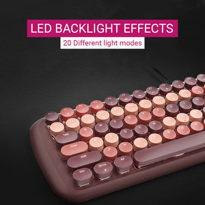 Candy Mechanical Keyboard Multimedia Round Keycap LED Backlight Effects