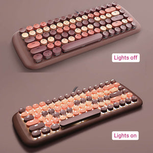 Candy Mechanical Keyboard Multimedia Round Keycap LED Backlight Light Mode