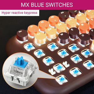 Candy Mechanical Keyboard Multimedia Round Keycap LED Backlight MX Blue Switches