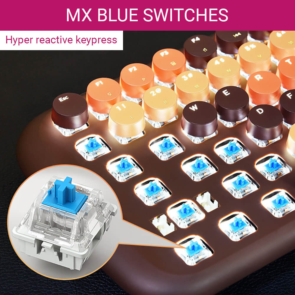 Candy Mechanical Keyboard Multimedia Round Keycap LED Backlight - Dubsnatch