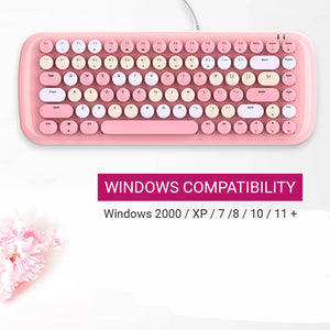 Candy Mechanical Keyboard Multimedia Round Keycap LED Backlight Windows Compatibility