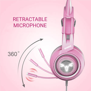 Cat Ear Headset Retractable Microphone Emoji 3.5mm Jack