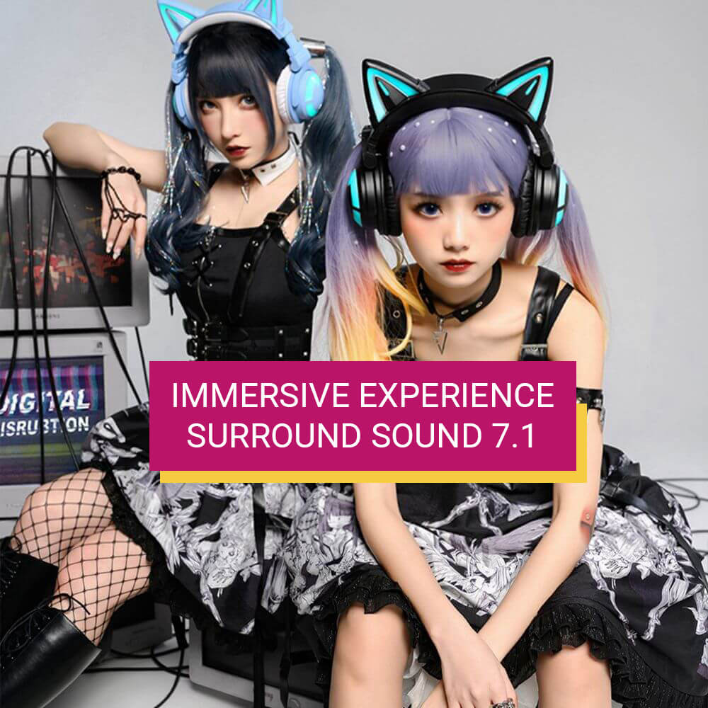 Cat Headphones Wireless Surround Suund 7.1 LED Noise Cancelling