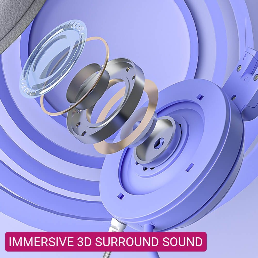 Cat Headset Microphone 3.5mm Jack USB LED Paw Surround Sound