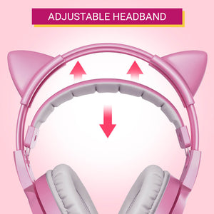 Cat Headset Microphone 7.1 Emoji LED Lights Adjustable Headband