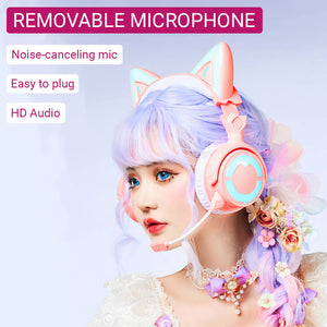 Cat Headset Wireless Noise Canceling Removable Microphone LED