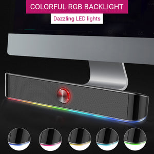 Colorful RGB Backlight Stereo Surround Sound Bar 3.5mm AUX USB