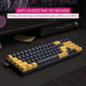 Compact Tri-Color Mechanical Keyboard RGB Backlight USB Anti-Ghosting