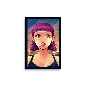 Cozy Lollipop Girl Matte Poster Purple Haired Bangs 21*30cm
