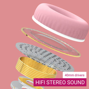 Cute Bear Ear Headphones Bluetooth 5.0 RGB Kids HIFI Stereo Sound