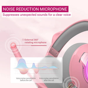 Cute Bluetooth Kitty Ear Headset Noise Reduction Microphone RGB Lightweight