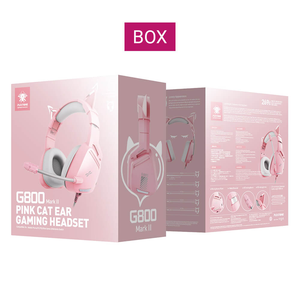 Cute Feline Ear Headset Microphone Stereo 3.5mm Jack Box