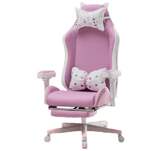 Cute Kitty Ear Gaming Chair Footrest Reclining Seat