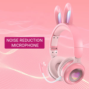 Cute Rabbit Ear Headset Wireless Noise Reduction Microphone RGB