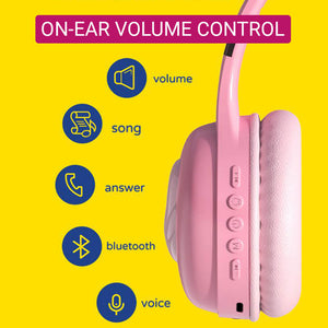 Cute Unicorn Headphones Wireless RGB Kids On-Ear Volume Control