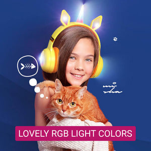 Cute Unicorn Headphones Wireless RGB Lights Kids