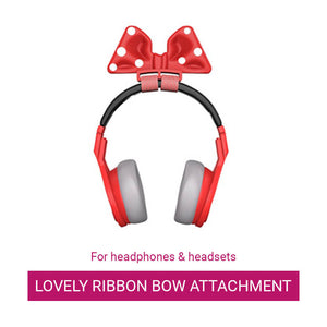 Detachable Ribbon Bow Polka Dot Headphones Attachment