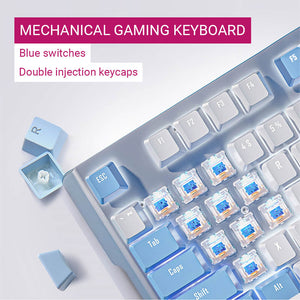 Double Color Cozy Cartoon Mechanical Keyboard Backlight USB Blue Switches