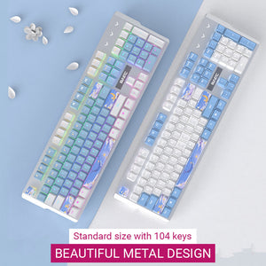Double Color Cozy Cartoon Metal Design  Mechanical Keyboard Backlight USB