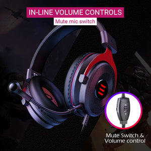 Double Color Gaming Headset Microphone Stereo 3.5mm Jack In-line Volume Control