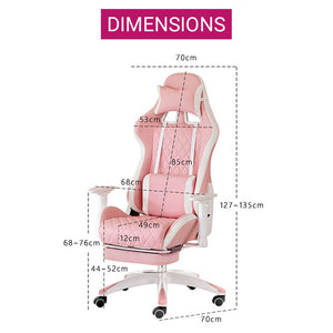 Embroidery Pastel Gaming Chair Footrest Reclining Backrest Armrest Dimensions
