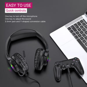 Flexible Over-Ear Headset Mic RGB 3.5mm Jack USB Easy-to-Use