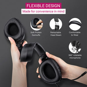 Flexible Over-Ear Headset Mic RGB 3.5mm Jack USB Features