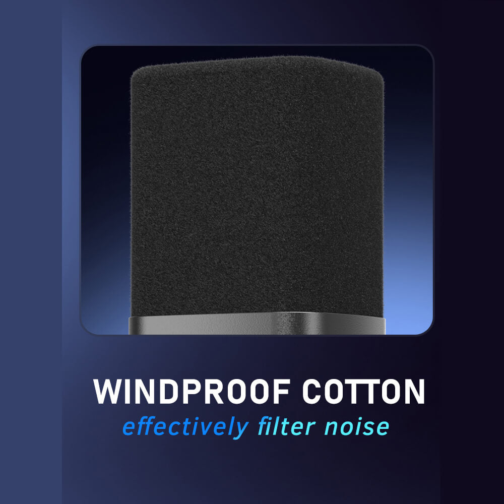 Flowing RGB Cardioid Microphone Mute Button USB XLR Windproof Cotton