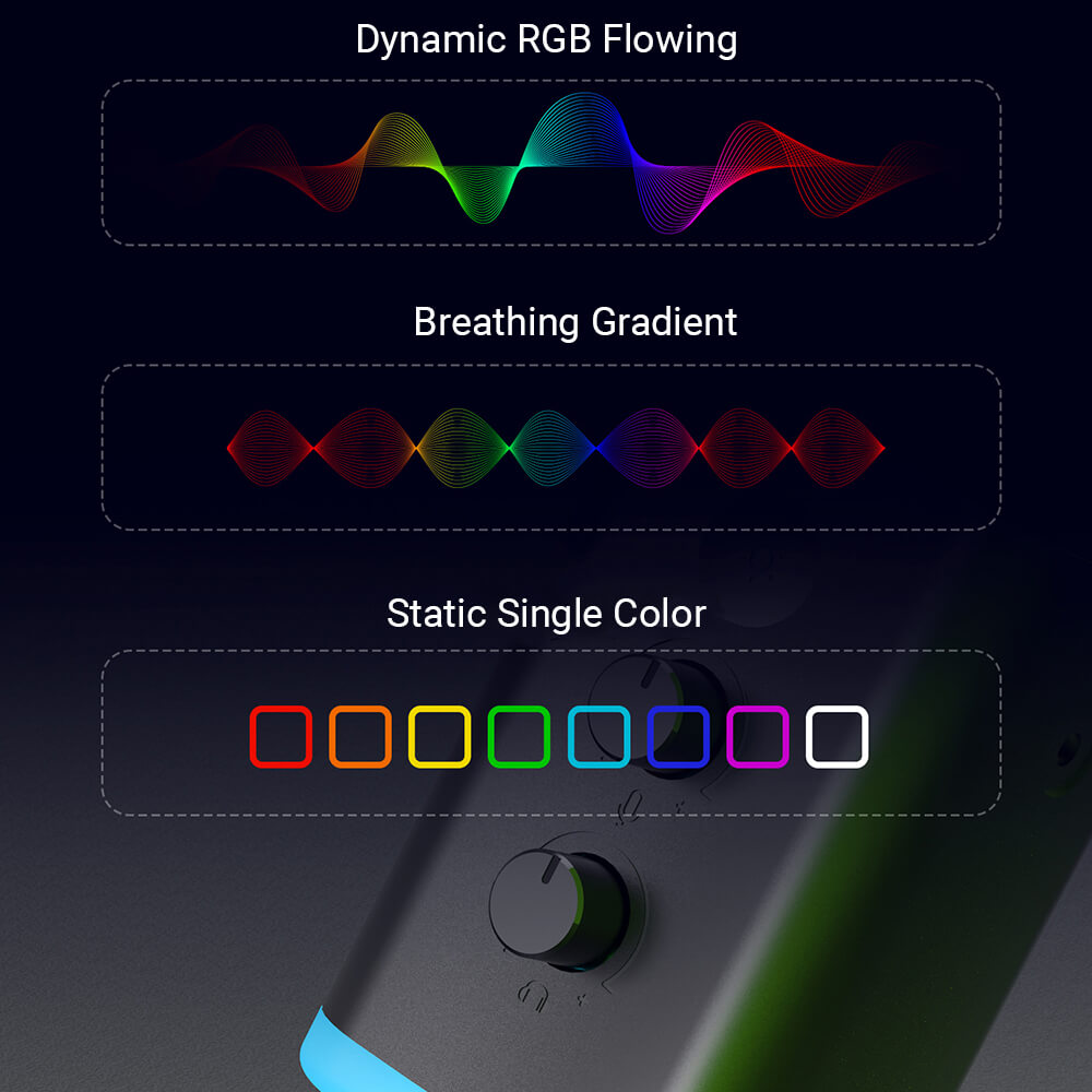 Flowing RGB Lighting Cardioid Microphone Mute Button USB XLR