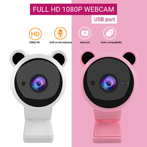 Full HD 1080p Bear Ear Webcam Microphone USB Port