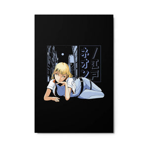 Futuristic Blonde Hair Anime Girl Metal Poster 24*36"