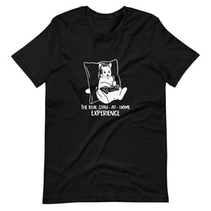 Gamer Shirt - The Real Stay-At-Home Experience - Cat Playing - White - Black Heather - Dubsnatch