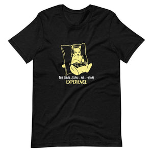 Gamer Shirt - The Real Stay-At-Home Experience - Cat Playing - Yellow - Black Heather - Dubsnatch