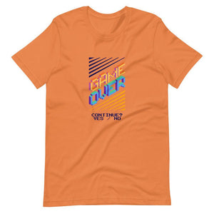 Gamer T-Shirt - Game Over - Continue Selectable Option - Alternative - Burnt Orange - Dubsnatch
