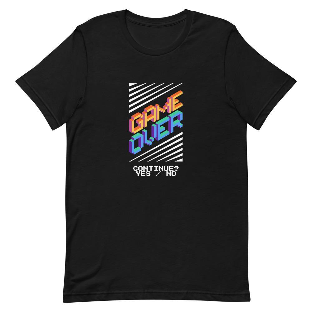 Gamer T-Shirt - Game Over - Continue Selectable Option - Black - Dubsnatch
