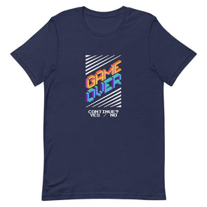 Gamer T-Shirt - Game Over - Continue Selectable Option - Navy - Dubsnatch